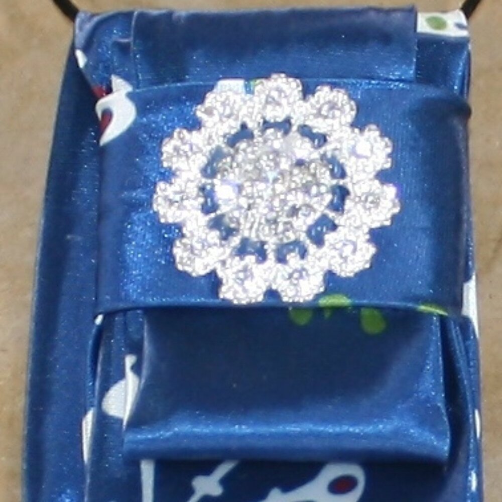 UPCYCLED Neck Tie Necklace Brooch Christmas Snowflake Holiday Accessory Blue - Picture 3 of 14